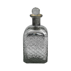 ΓΥΑΛΙΝΗ ΔΙΑΚΟΣΜΗΤΙΚΗ ΚΑΡΑΦΑ  FL3136 ΑΣΗΜΙ ΧΡΩΜΑ 10x10x25εκ