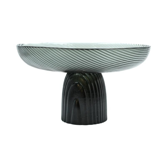 ΓΥΑΛΙΝΗ ΔΙΑΚΟΣΜΗΤΙΚΗ ΠΙΑΤΕΛΑ  FL1730 ΗΜΙΔΙΑΦΑΝΟ ΓΚΡΙ-ΜΑΥΡΟ ΧΡΩΜΑ 30x17εκ