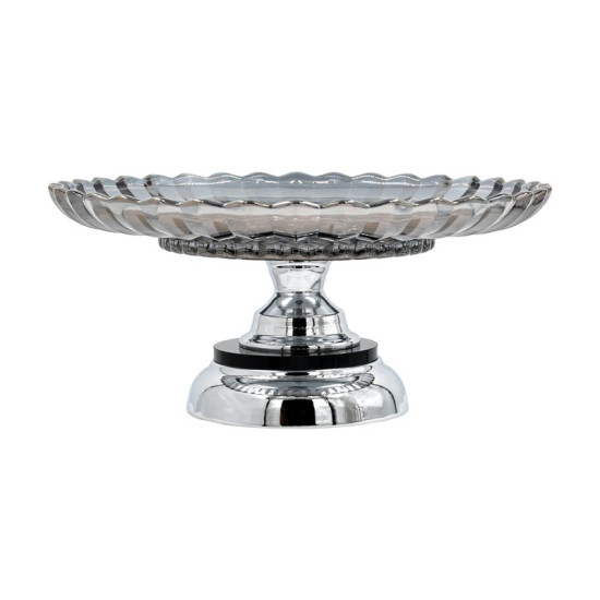 ΓΥΑΛΙΝΗ ΦΟΝΤΑΝΙΕΡΑ ΜΕ ΒΑΣΗ  FL204 ΜΑΥΡΟ-ΑΣΗΜΙ ΧΡΩΜΑ 30x14εκ