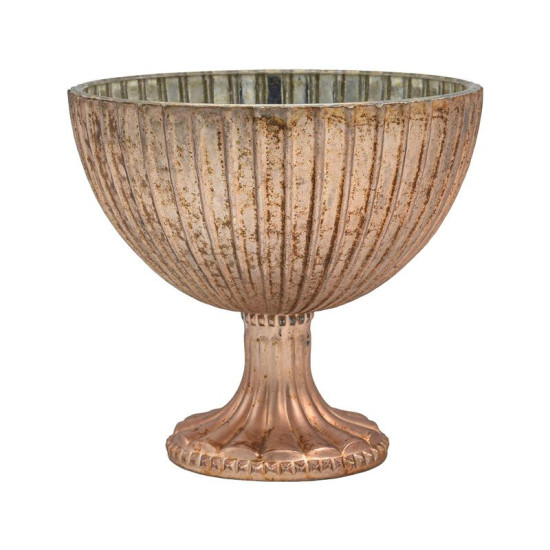 ΓΥΑΛΙΝΗ ΚΟΥΠ ΜΕ ΒΑΣΗ  FL1946 ΡΟΖ ΜΕ ΜΕΤΑΛΛΙΚΟ ΦΙΝΙΡΙΣΜΑ 18x16εκ