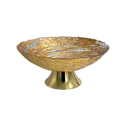 ΓΥΑΛΙΝΗ ΣΤΡΟΓΓΥΛΗ ΦΡΟΥΤΙΕΡΑ ΜΕ ΠΟΔΙ  FL26 ΧΡΥΣΟ ΧΡΩΜΑ 26εκ