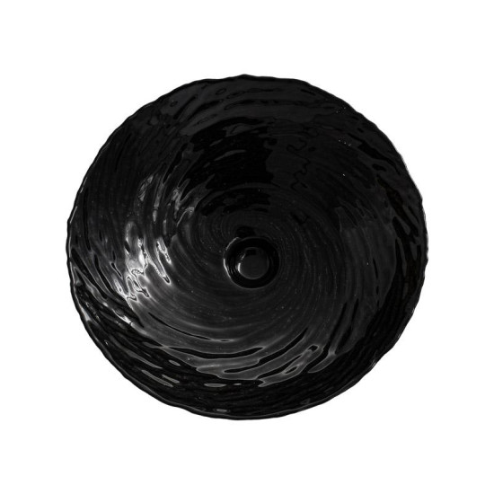 ΓΥΑΛΙΝΗ ΣΤΡΟΓΓΥΛΗ ΦΡΟΥΤΙΕΡΑ ΜΕ ΠΟΔΙ  FL26 ΜΑΥΡΟ ΧΡΩΜΑ 26εκ