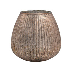 ΓΥΑΛΙΝΟ ΒΑΖΟ  FL1213 ΡΟΖ ΜΕ ΜΕΤΑΛΛΙΚΟ ΦΙΝΙΡΙΣΜΑ 18x18εκ