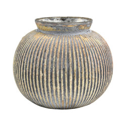 ΓΥΑΛΙΝΟ ΒΑΖΟ  FL1224 ΜΕΤΑΛΛΙΚΟ ΦΙΝΙΡΙΣΜΑ 20x17εκ