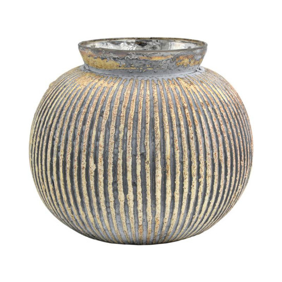 ΓΥΑΛΙΝΟ ΒΑΖΟ  FL1224 ΜΕΤΑΛΛΙΚΟ ΦΙΝΙΡΙΣΜΑ 20x17εκ