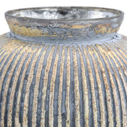 ΓΥΑΛΙΝΟ ΒΑΖΟ  FL1224 ΜΕΤΑΛΛΙΚΟ ΦΙΝΙΡΙΣΜΑ 20x17εκ