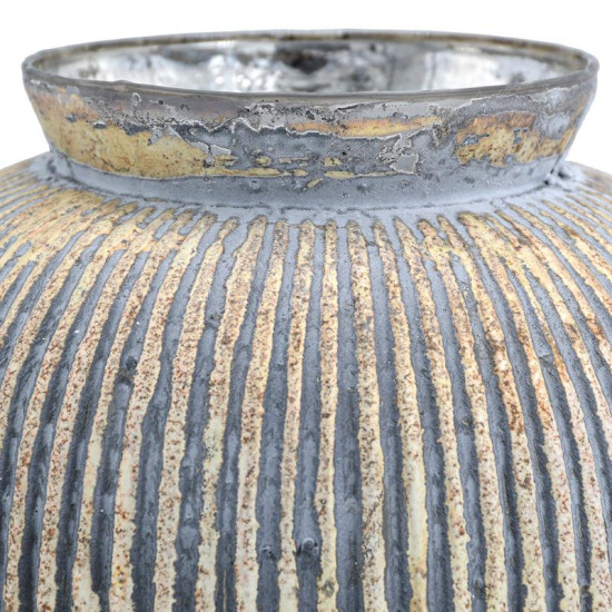 ΓΥΑΛΙΝΟ ΒΑΖΟ  FL1224 ΜΕΤΑΛΛΙΚΟ ΦΙΝΙΡΙΣΜΑ 20x17εκ