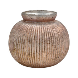 ΓΥΑΛΙΝΟ ΒΑΖΟ  FL1224 ΡΟΖ ΜΕ ΜΕΤΑΛΛΙΚΟ ΦΙΝΙΡΙΣΜΑ 20x17εκ