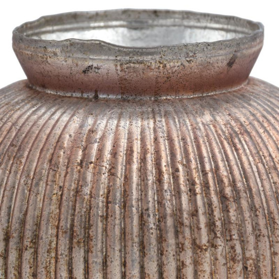 ΓΥΑΛΙΝΟ ΒΑΖΟ  FL1224 ΡΟΖ ΜΕ ΜΕΤΑΛΛΙΚΟ ΦΙΝΙΡΙΣΜΑ 20x17εκ