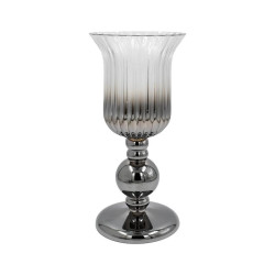 ΓΥΑΛΙΝΟ ΒΑΖΟ  FL1320 ΑΣΗΜΙ ΧΡΩΜΑ 16x35εκ