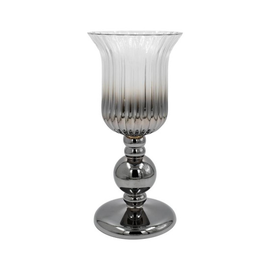 ΓΥΑΛΙΝΟ ΒΑΖΟ  FL1320 ΑΣΗΜΙ ΧΡΩΜΑ 16x35εκ