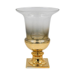 ΓΥΑΛΙΝΟ ΒΑΖΟ  FL1632 ΧΡΥΣΟ-ΑΣΗΜΙ ΧΡΩΜΑ 22x30εκ