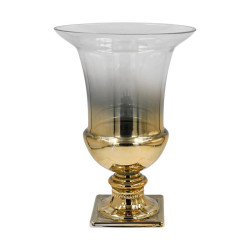 ΓΥΑΛΙΝΟ ΒΑΖΟ  FL1633 ΧΡΥΣΟ-ΑΣΗΜΙ ΧΡΩΜΑ 20x27εκ