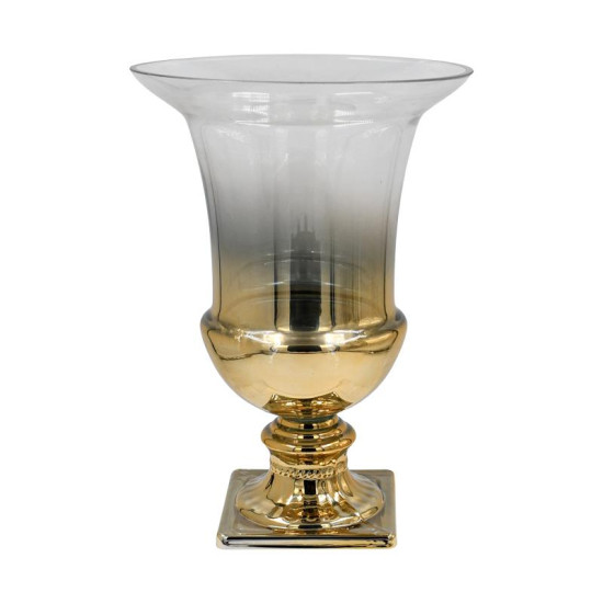 ΓΥΑΛΙΝΟ ΒΑΖΟ  FL1633 ΧΡΥΣΟ-ΑΣΗΜΙ ΧΡΩΜΑ 20x27εκ