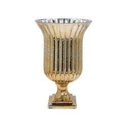 ΓΥΑΛΙΝΟ ΒΑΖΟ  FL717 ΧΡΥΣΟ ΧΡΩΜΑ 18x35εκ