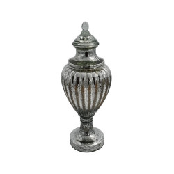 ΓΥΑΛΙΝΟ ΒΑΖΟ  FL7543 ΑΣΗΜΙ ΧΡΩΜΑ 16x40εκ