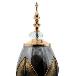 ΓΥΑΛΙΝΟ ΒΑΖΟ ΜΕ ΚΑΠΑΚΙ ΚΑΙ ΜΕΤΑΛΛΙΚΟ ΠΟΔΙ FL3087 ΜΑΥΡΟ-ΧΡΥΣΟ ΧΡΩΜΑ 14x35εκ ΓΥΑΛΙΝΟ ΒΑΖΟ ΜΕ ΚΑΠΑΚΙ ΚΑΙ ΜΕΤΑΛΛΙΚΟ ΠΟΔΙ FL3087 ΜΑΥΡΟ-ΧΡΥΣΟ ΧΡΩΜΑ 14x35εκ