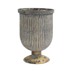 ΓΥΑΛΙΝΟ ΒΑΖΟ ΜΕ ΠΟΔΙ  FL638 ΜΕΤΑΛΛΙΚΟ ΦΙΝΙΡΙΣΜΑ 17x24εκ