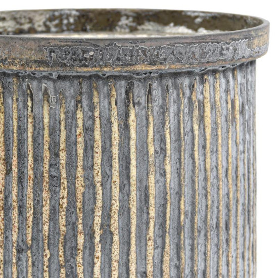 ΓΥΑΛΙΝΟ ΒΑΖΟ ΜΕ ΠΟΔΙ  FL638 ΜΕΤΑΛΛΙΚΟ ΦΙΝΙΡΙΣΜΑ 17x24εκ