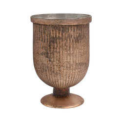 ΓΥΑΛΙΝΟ ΒΑΖΟ ΜΕ ΠΟΔΙ  FL638 ΡΟΖ ΜΕ ΜΕΤΑΛΛΙΚΟ ΦΙΝΙΡΙΣΜΑ 17x24εκ