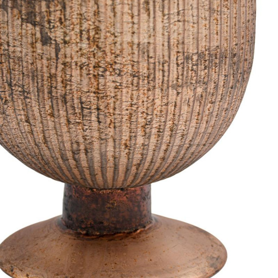 ΓΥΑΛΙΝΟ ΒΑΖΟ ΜΕ ΠΟΔΙ  FL638 ΡΟΖ ΜΕ ΜΕΤΑΛΛΙΚΟ ΦΙΝΙΡΙΣΜΑ 17x24εκ