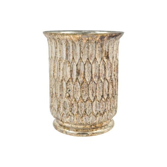 ΓΥΑΛΙΝΟ ΕΠΙΤΡΑΠΕΖΙΟ ΔΙΑΚΟΣΜΗΤΙΚΟ  FL523 COPPER-ΛΕΥΚΟ ΧΡΩΜΑ 16x20εκ