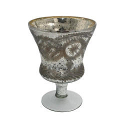 ΓΥΑΛΙΝΟ ΚΗΡΟΠΗΓΙΟ  FL8065 ΑΣΗΜΙ ΧΡΩΜΑ 15x19εκ