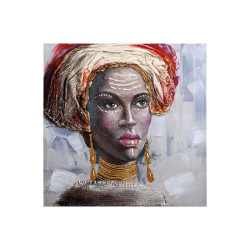 ΚΑΔΡΟ  African lady 609 ΜΑΥΡΟ-ΚΟΚΚΙΝΟ-ΜΠΕΖ-ΚΑΦΕ ΧΡΩΜΑ 80x3x80εκ