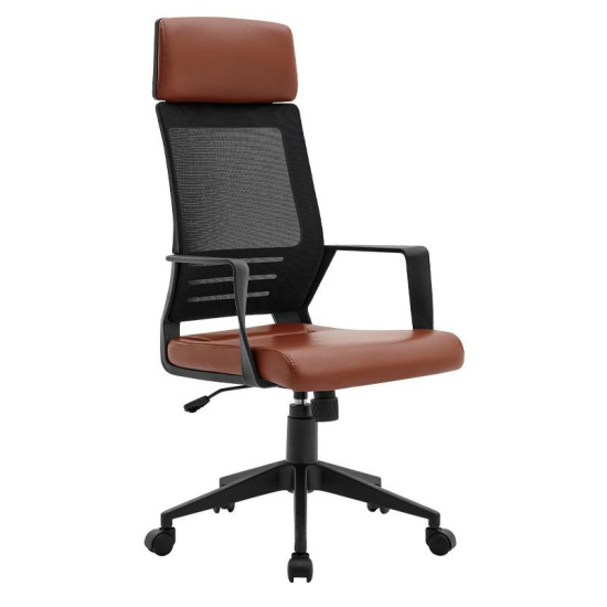 ΚΑΡΕΚΛΑ ΓΡΑΦΕΙΟΥ ΔΙΕΥΘΥΝΤΗ  FL19 ΚΑΦΕ ΤΕΧΝΟΔΕΡΜΑ 60x62x128εκ