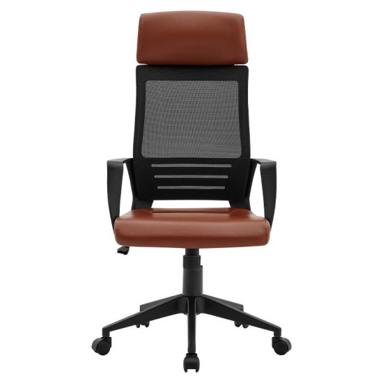 ΚΑΡΕΚΛΑ ΓΡΑΦΕΙΟΥ ΔΙΕΥΘΥΝΤΗ  FL19 ΚΑΦΕ ΤΕΧΝΟΔΕΡΜΑ 60x62x128εκ