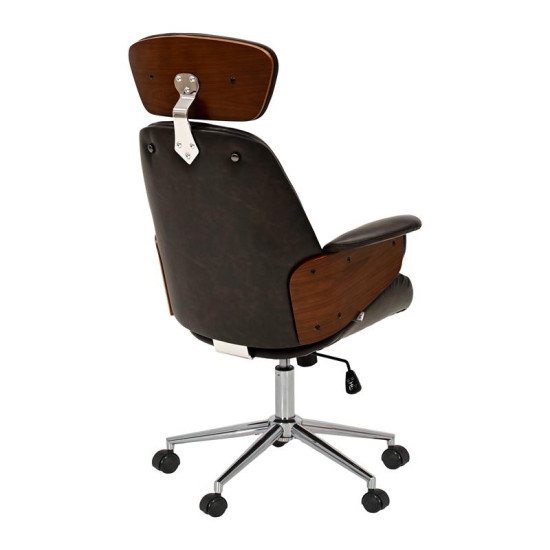 ΚΑΡΕΚΛΑ ΓΡΑΦΕΙΟΥ ΔΙΕΥΘΥΝΤΗ  FL921 ΚΑΦΕ ΤΕΧΝΟΔΕΡΜΑ ΜΕ ΚΑΡΥΔΙ ΞΥΛΟ 68x68x125εκ