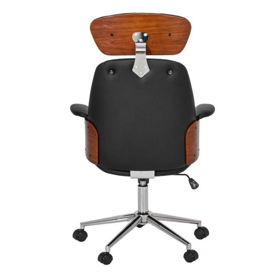 ΚΑΡΕΚΛΑ ΓΡΑΦΕΙΟΥ ΔΙΕΥΘΥΝΤΗ  FL921 ΜΑΥΡΟ ΤΕΧΝΟΔΕΡΜΑ ΜΕ ΚΑΡΥΔΙ ΞΥΛΟ 68x68x125εκ