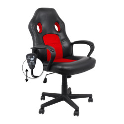 ΚΑΡΕΚΛΑ ΓΡΑΦΕΙΟΥ  3003 ΚΟΚΚΙΝΟ ΥΦΑΣΜΑ ΜΑΥΡΟ ΤΕΧΝΟΔΕΡΜΑ 67,5x63,5x115εκ