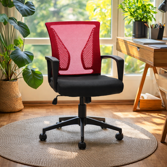 ΚΑΡΕΚΛΑ ΓΡΑΦΕΙΟΥ  FL05 ΚΟΚΚΙΝΗ ΠΛΑΤΗ-ΜΑΥΡΟ ΚΑΘΙΣΜΑ 57x65x90/100εκ prs