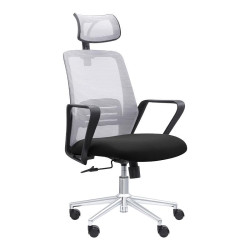 ΚΑΡΕΚΛΑ ΓΡΑΦΕΙΟΥ  FL299 ΓΚΡΙ ΠΛΑΤΗ-ΜΑΥΡΟ ΚΑΘΙΣΜΑ 64x62x122εκ