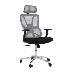 ΚΑΡΕΚΛΑ ΓΡΑΦΕΙΟΥ  FL335 ΓΚΡΙ ΠΛΑΤΗ-ΜΑΥΡΟ ΚΑΘΙΣΜΑ 64x62x130εκ