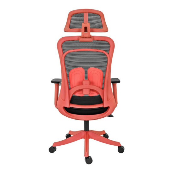 ΚΑΡΕΚΛΑ ΓΡΑΦΕΙΟΥ  FL408 ΜΑΥΡΟ ΥΦΑΣΜΑ ΚΟΚΚΙΝΟ ΣΚΕΛΕΤΟ 64x64x120-130εκ