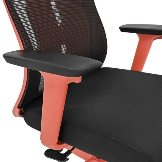 ΚΑΡΕΚΛΑ ΓΡΑΦΕΙΟΥ  FL408 ΜΑΥΡΟ ΥΦΑΣΜΑ ΚΟΚΚΙΝΟ ΣΚΕΛΕΤΟ 64x64x120-130εκ