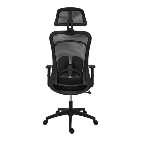 ΚΑΡΕΚΛΑ ΓΡΑΦΕΙΟΥ  FL408 ΜΑΥΡΟ ΥΦΑΣΜΑ ΜΑΥΡΟ ΣΚΕΛΕΤΟ 64x64x120-130εκ