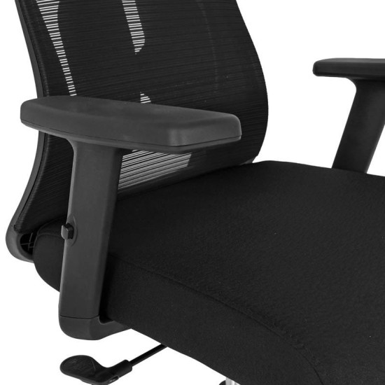 ΚΑΡΕΚΛΑ ΓΡΑΦΕΙΟΥ  FL408 ΜΑΥΡΟ ΥΦΑΣΜΑ ΜΑΥΡΟ ΣΚΕΛΕΤΟ 64x64x120-130εκ