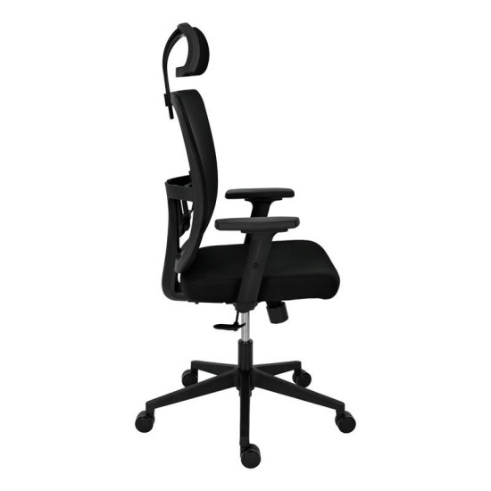 ΚΑΡΕΚΛΑ ΓΡΑΦΕΙΟΥ  FL9088 ΜΑΥΡΗ ΠΛΑΤΗ-ΜΑΥΡΟ ΚΑΘΙΣΜΑ 60x60x119-129εκ