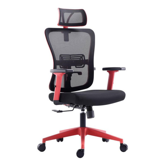 ΚΑΡΕΚΛΑ ΓΡΑΦΕΙΟΥ  FL9088 ΜΑΥΡΟ ΥΦΑΣΜΑ ΚΟΚΚΙΝΟ ΣΚΕΛΕΤΟ 60x60x119-129κ