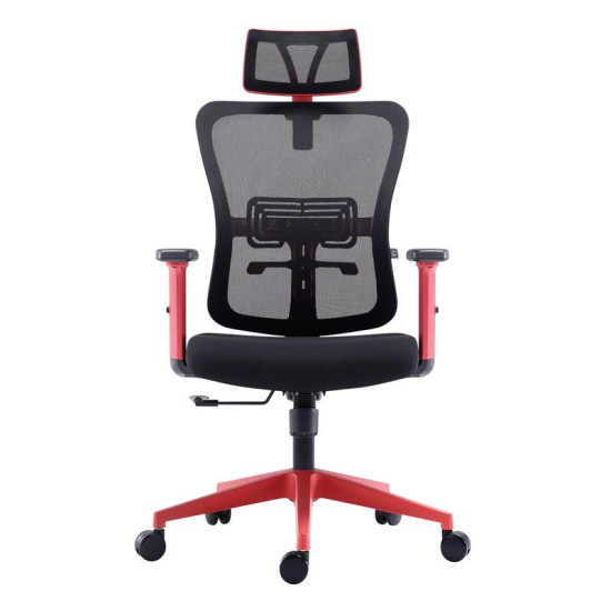 ΚΑΡΕΚΛΑ ΓΡΑΦΕΙΟΥ  FL9088 ΜΑΥΡΟ ΥΦΑΣΜΑ ΚΟΚΚΙΝΟ ΣΚΕΛΕΤΟ 60x60x119-129κ