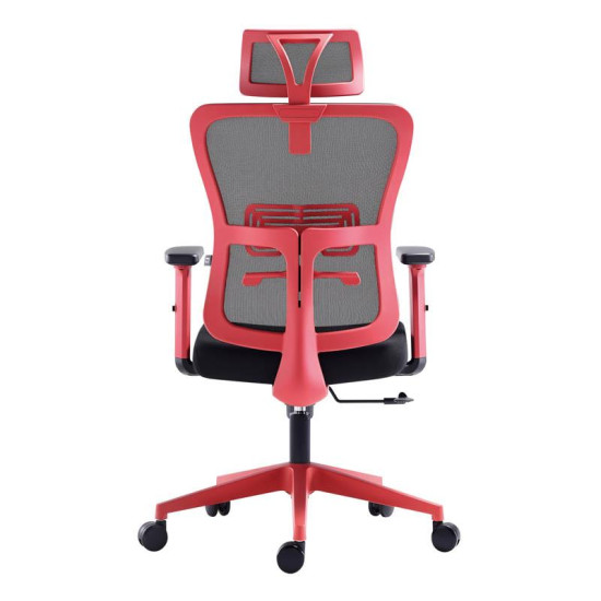 ΚΑΡΕΚΛΑ ΓΡΑΦΕΙΟΥ  FL9088 ΜΑΥΡΟ ΥΦΑΣΜΑ ΚΟΚΚΙΝΟ ΣΚΕΛΕΤΟ 60x60x119-129κ