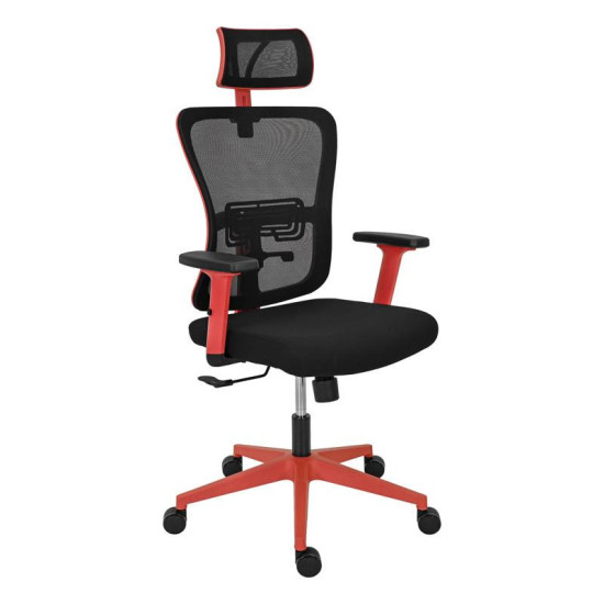 ΚΑΡΕΚΛΑ ΓΡΑΦΕΙΟΥ  FL9088 ΜΑΥΡΟ ΥΦΑΣΜΑ ΚΟΚΚΙΝΟ ΣΚΕΛΕΤΟ 60x60x119-129κ