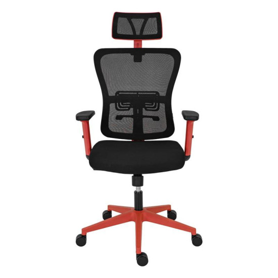 ΚΑΡΕΚΛΑ ΓΡΑΦΕΙΟΥ  FL9088 ΜΑΥΡΟ ΥΦΑΣΜΑ ΚΟΚΚΙΝΟ ΣΚΕΛΕΤΟ 60x60x119-129κ