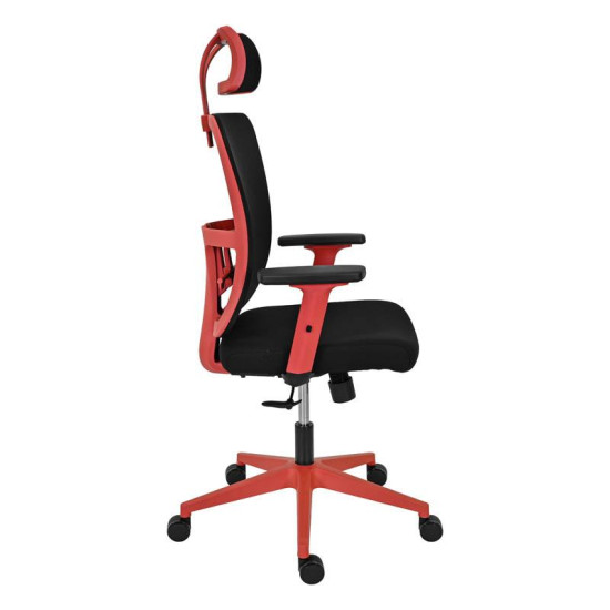 ΚΑΡΕΚΛΑ ΓΡΑΦΕΙΟΥ  FL9088 ΜΑΥΡΟ ΥΦΑΣΜΑ ΚΟΚΚΙΝΟ ΣΚΕΛΕΤΟ 60x60x119-129κ