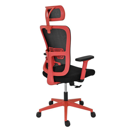 ΚΑΡΕΚΛΑ ΓΡΑΦΕΙΟΥ  FL9088 ΜΑΥΡΟ ΥΦΑΣΜΑ ΚΟΚΚΙΝΟ ΣΚΕΛΕΤΟ 60x60x119-129κ