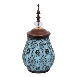 ΚΕΡΑΜΙΚΟ ΒΑΖΟ  1944 ΜΠΛΕ ΜΕ ΚΑΦΕ ΚΑΠΑΚΙ 16x33εκ ΚΕΡΑΜΙΚΟ ΒΑΖΟ  1944 ΜΠΛΕ ΜΕ ΚΑΦΕ ΚΑΠΑΚΙ 16x33εκ