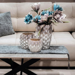 ΚΕΡΑΜΙΚΟ ΒΑΖΟ  Belinda ΛΕΥΚΟ-ΜΠΕΖ ΧΡΩΜΑ 17x17x15εκ